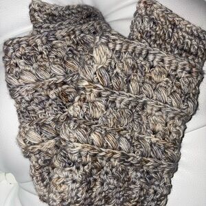 NEW Crocheted Fingerless Mittens Gloves Tan Gray Ivory S